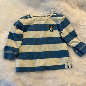 Burberry Navy and Cream Striped Long Sleeve Tee